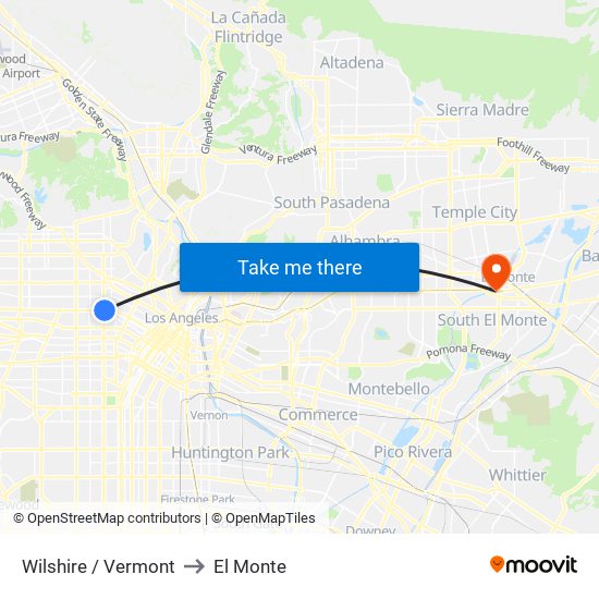 Wilshire / Vermont to El Monte map