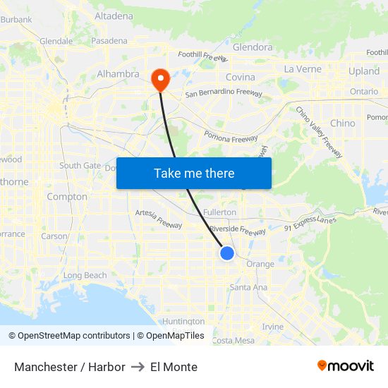 Manchester / Harbor to El Monte map