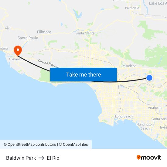 Baldwin Park to El Rio map