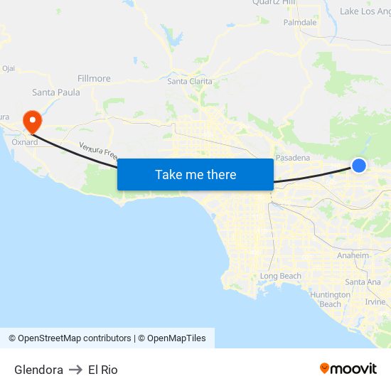 Glendora to El Rio map