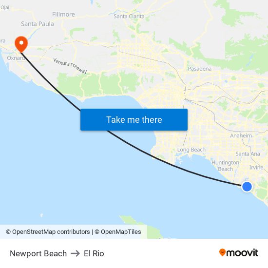 Newport Beach to El Rio map