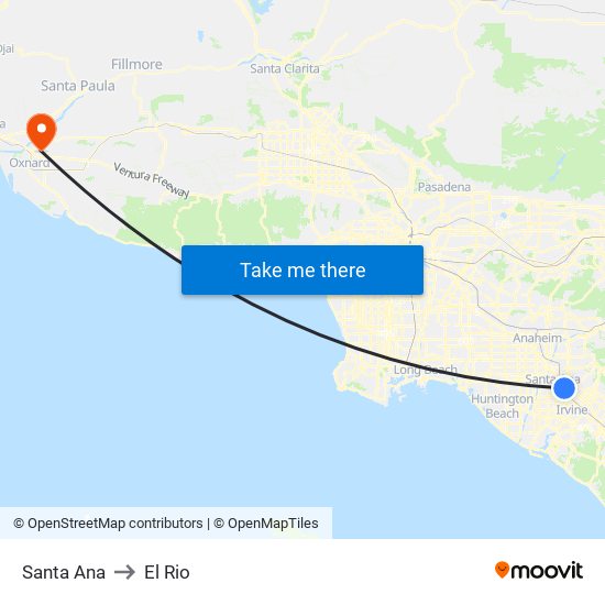 Santa Ana to El Rio map
