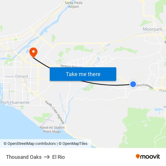 Thousand Oaks to El Rio map