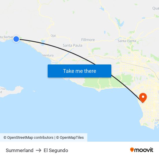 Summerland to El Segundo map