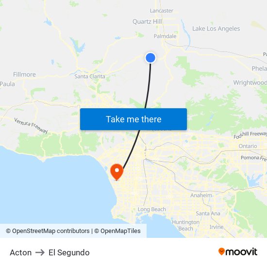 Acton to El Segundo map