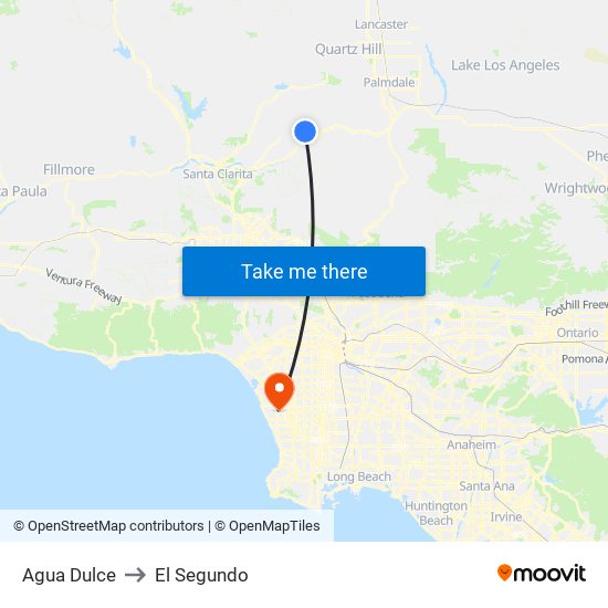 Agua Dulce to El Segundo map