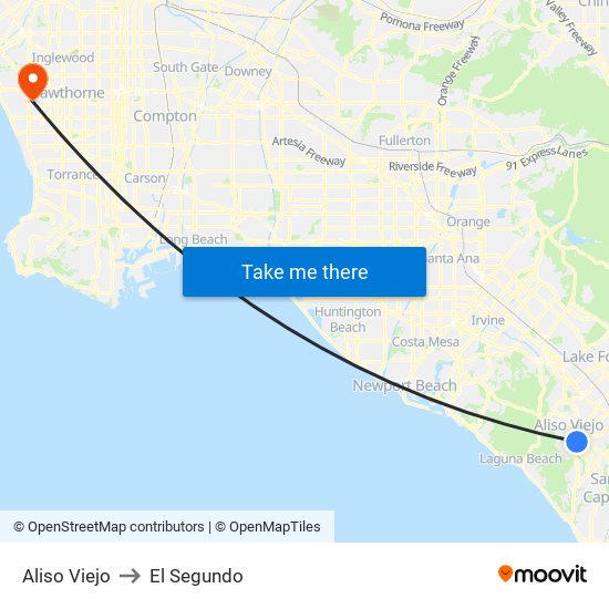 Aliso Viejo to El Segundo map