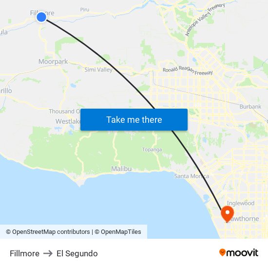 Fillmore to El Segundo map