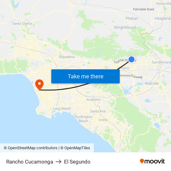 Rancho Cucamonga to El Segundo map