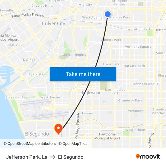 Jefferson Park, La to El Segundo map