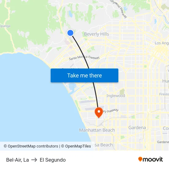 Bel-Air to El Segundo map