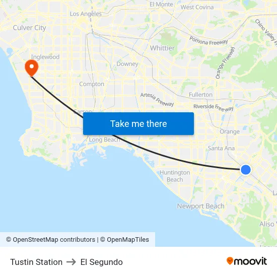 Tustin Station to El Segundo map