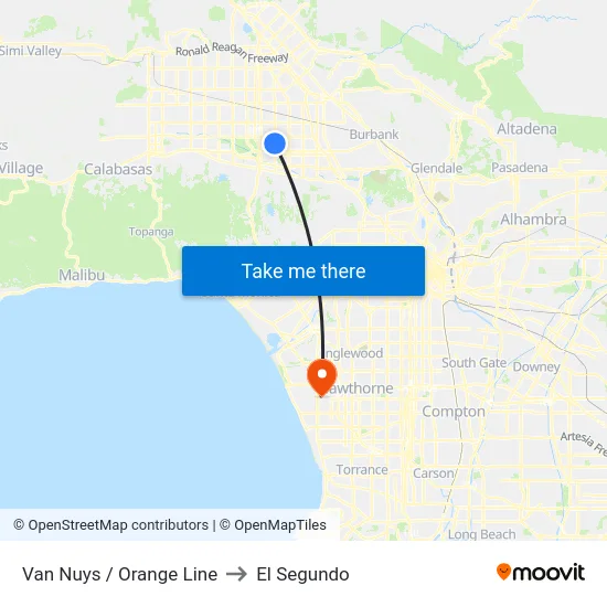Van Nuys / Orange Line to El Segundo map