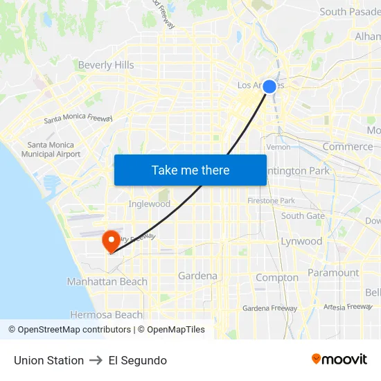 Union Station to El Segundo map