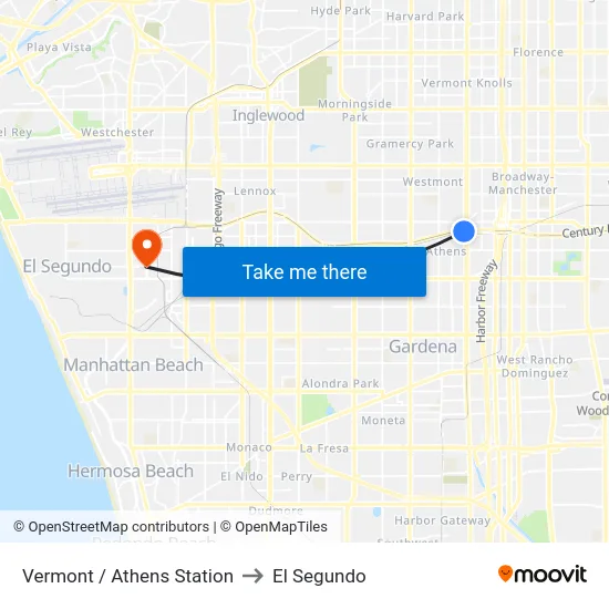 Vermont / Athens Station to El Segundo map
