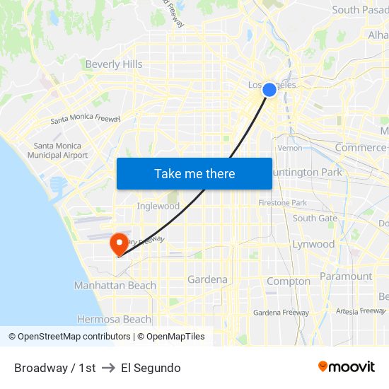 Broadway / 1st to El Segundo map