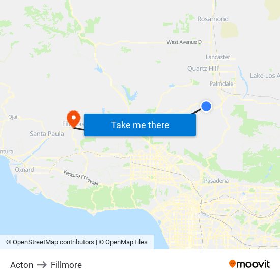 Acton to Fillmore map