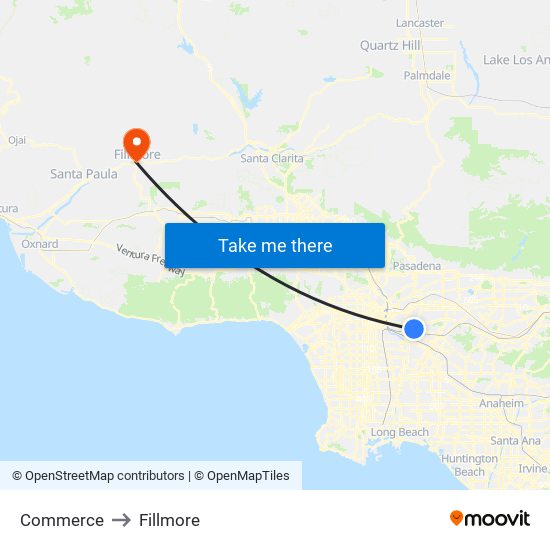 Commerce to Fillmore map