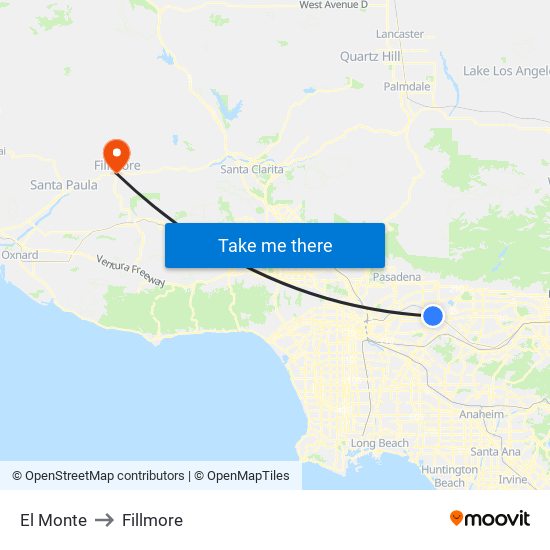 El Monte to Fillmore map