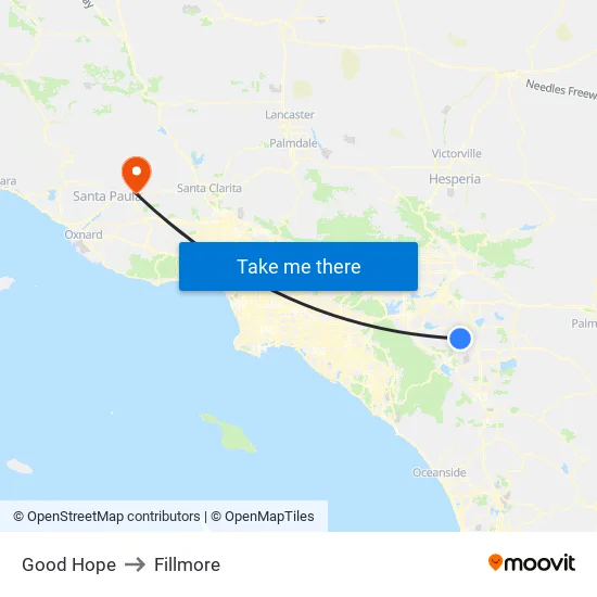 Good Hope to Fillmore map