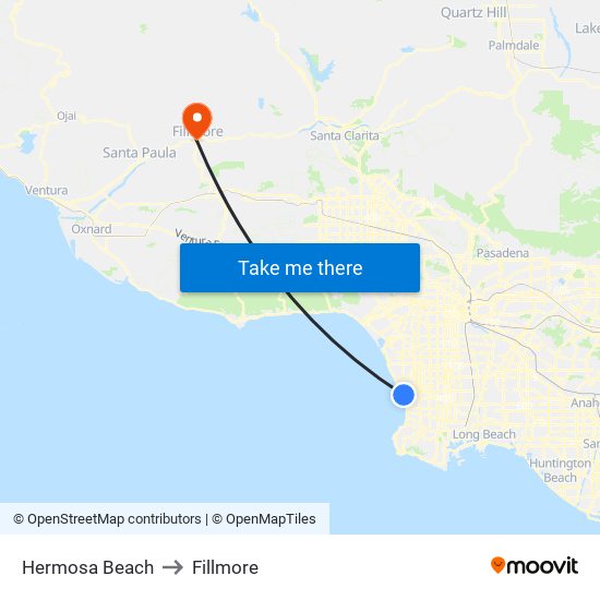 Hermosa Beach to Fillmore map