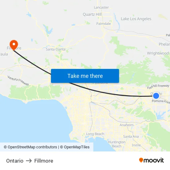 Ontario to Fillmore map