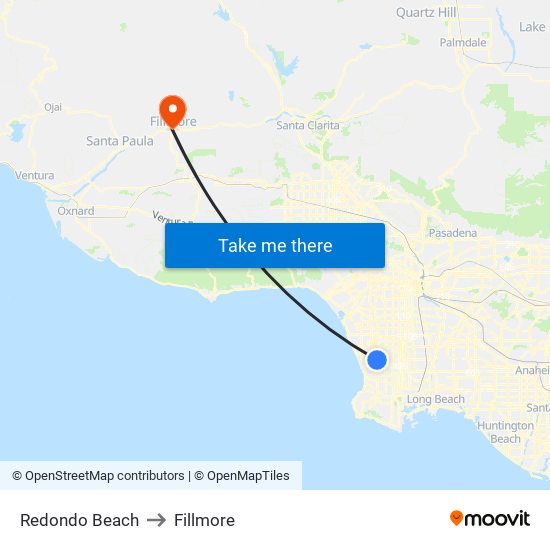 Redondo Beach to Fillmore map