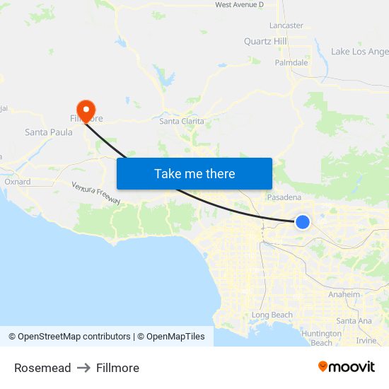 Rosemead to Fillmore map