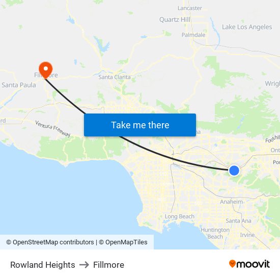 Rowland Heights to Fillmore map