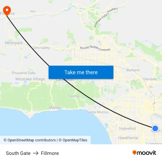 South Gate to Fillmore map