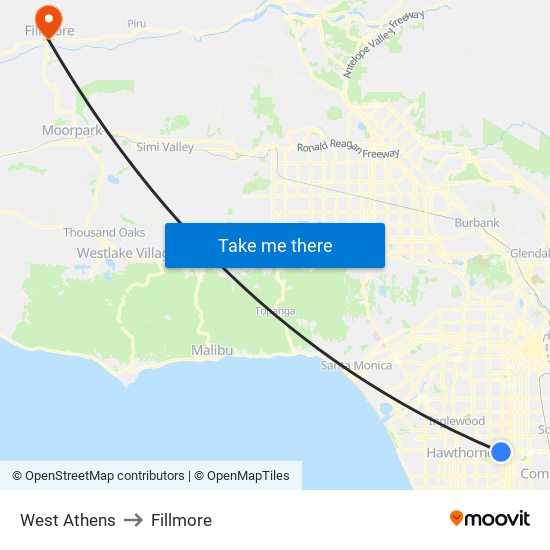 West Athens to Fillmore map