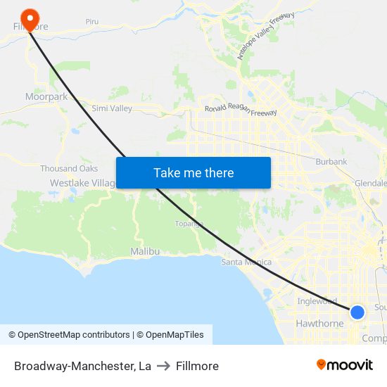 Broadway-Manchester, La to Fillmore map