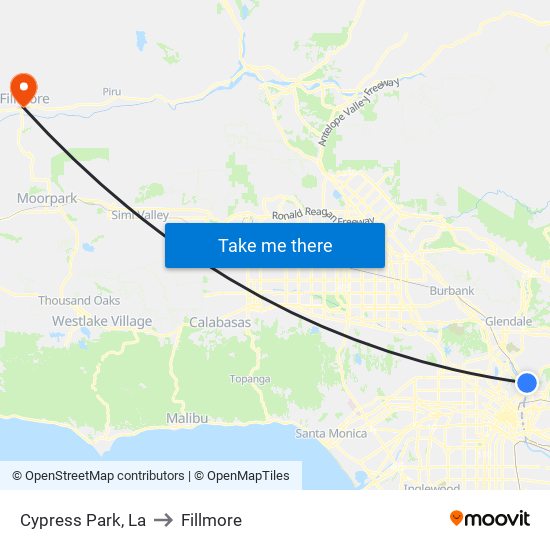 Cypress Park, La to Fillmore map