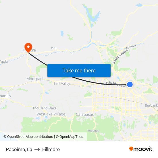 Pacoima, La to Fillmore map