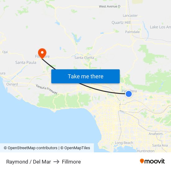 Raymond / Del Mar to Fillmore map