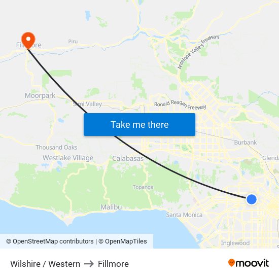 Wilshire / Western to Fillmore map