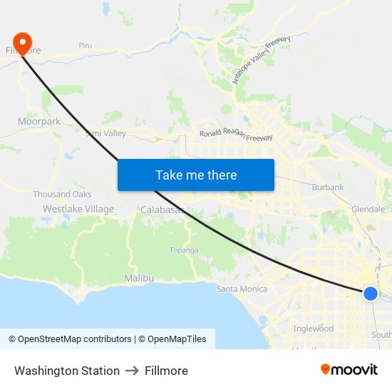 Washington Station to Fillmore map