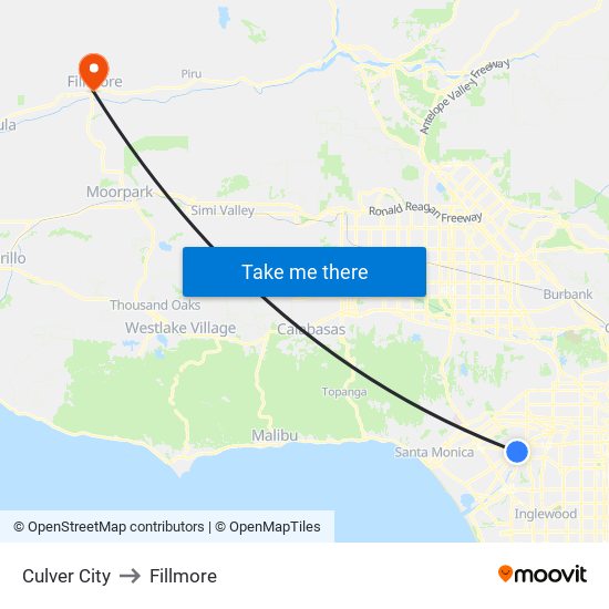 Culver City to Fillmore map