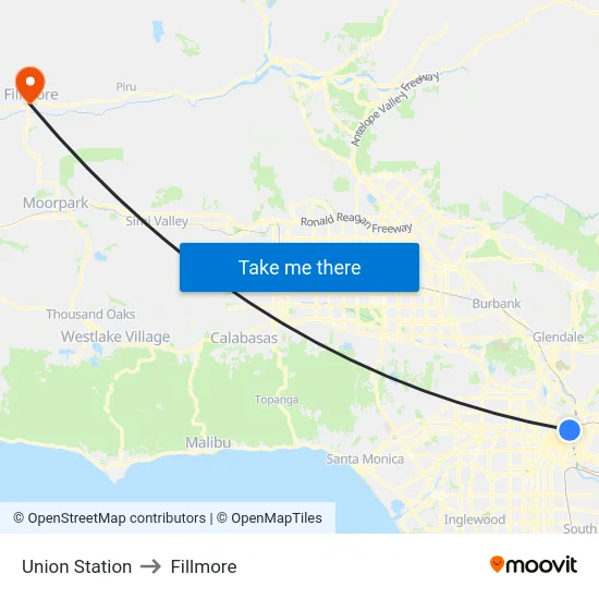 Union Station to Fillmore map
