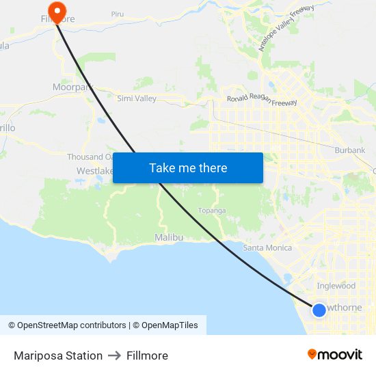 Mariposa Station to Fillmore map