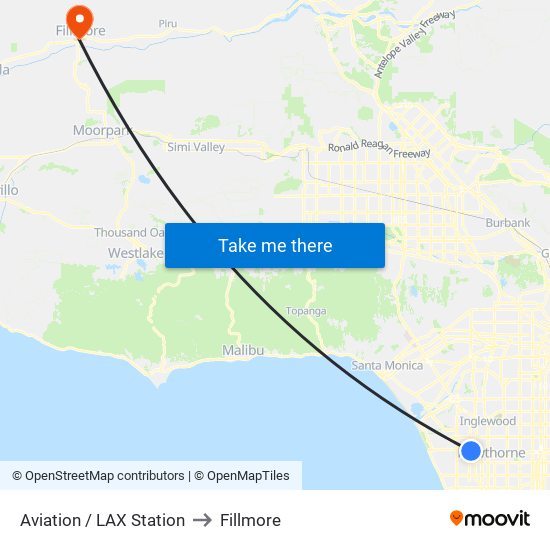 Aviation / LAX Station to Fillmore map