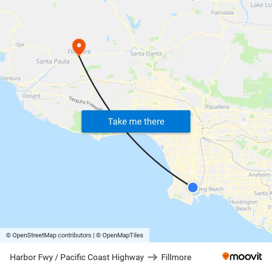 Harbor Fwy / Pacific Coast Highway to Fillmore map