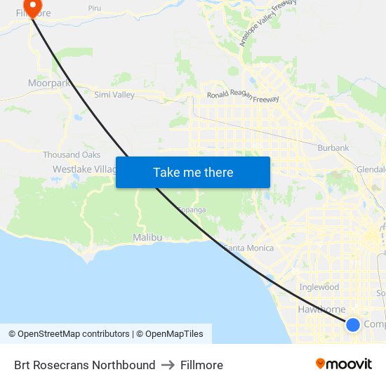 Rosecrans Northbound to Fillmore map