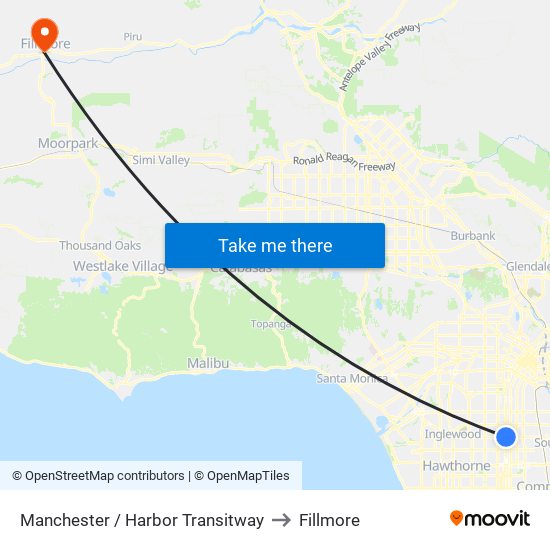 Manchester / Harbor Transitway to Fillmore map