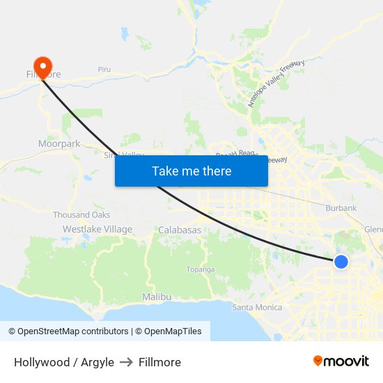 Hollywood / Argyle to Fillmore map