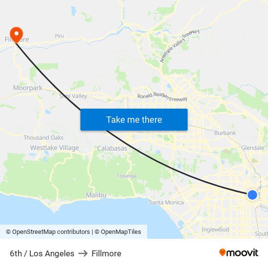 6th / Los Angeles to Fillmore map