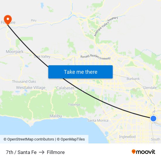 7th / Santa Fe to Fillmore map