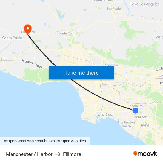 Manchester / Harbor to Fillmore map