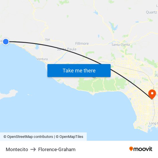 Montecito to Florence-Graham map