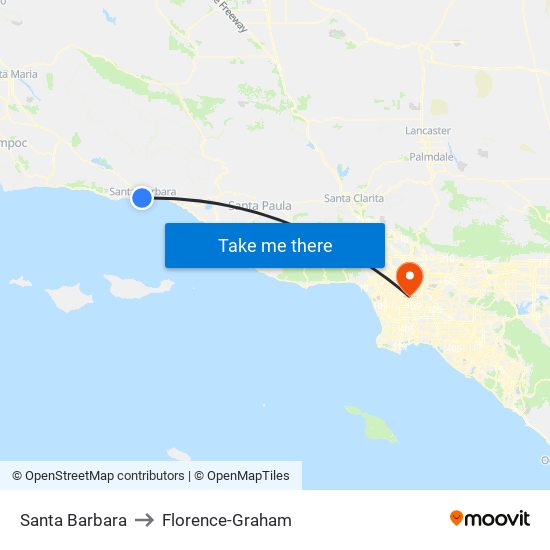 Santa Barbara to Florence-Graham map